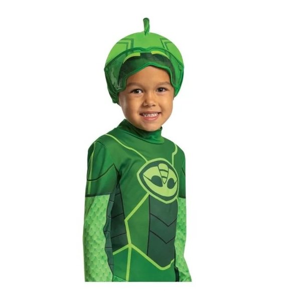 PJ Masks NWT Gekko Classic Halloween Costume Jumpsuit with Headpiece 3-4T - Picture 6 of 8